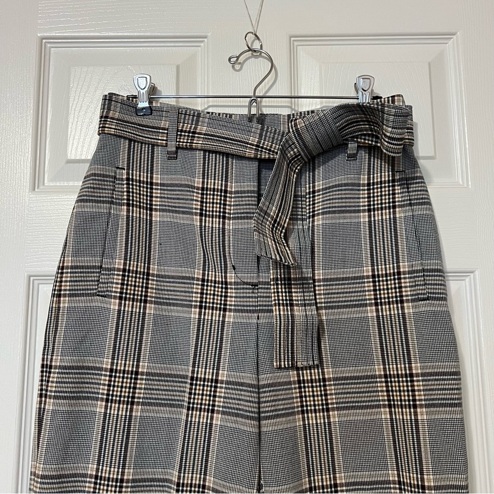Aritzia Wilfred High-Waisted Tie Front Jallade Trouser Pants Check Plaid - Sz 6 - Picture 3 of 16